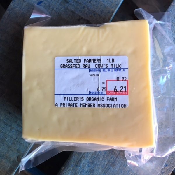 Farmer’s Cheese Salted 56 lb Block Amos Miller Organic Farm